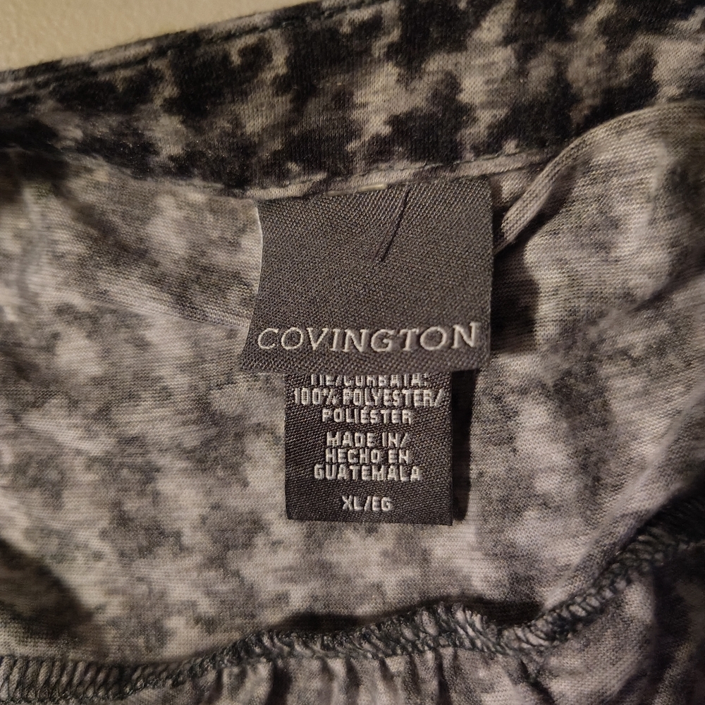 Covington Black and White Houndstooth Tie-Neck Blouse - Picture 8 of 10